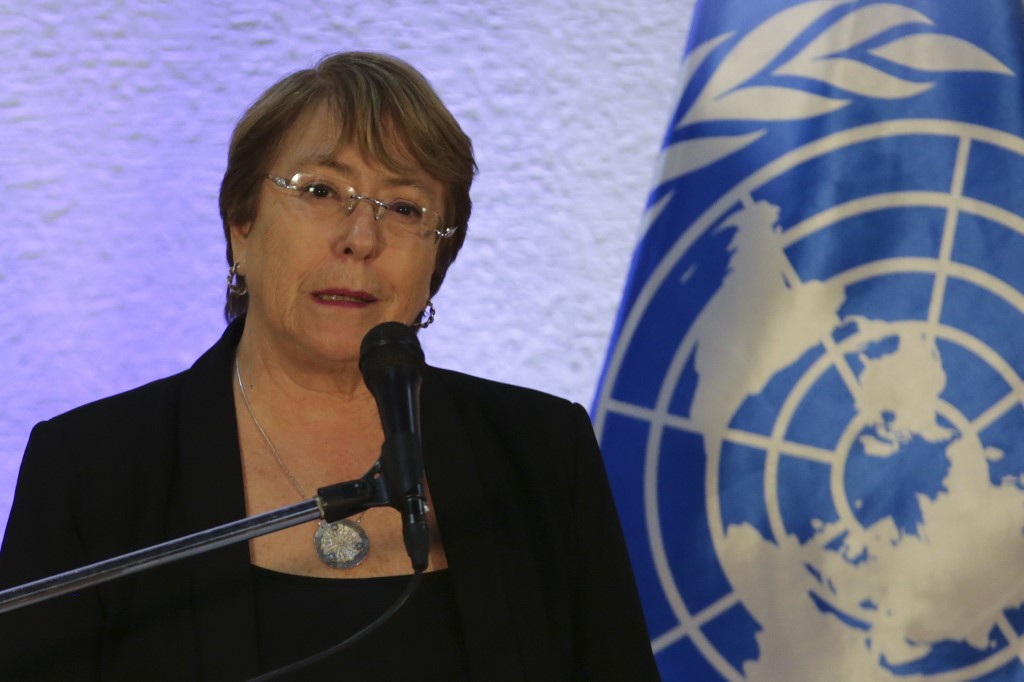 ON ISIS. In this file photo, Chilean High Commissioner for Human Rights Michelle Bachelet speaks during a press conference in Caracas on June 21, 2019. File photo by Cristian Hernandez/AFP 