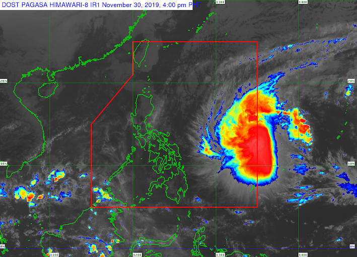 Satellite image of Typhoon Tisoy (Kammuri) as of November 30, 2019, 4 pm. Image from PAGASA 