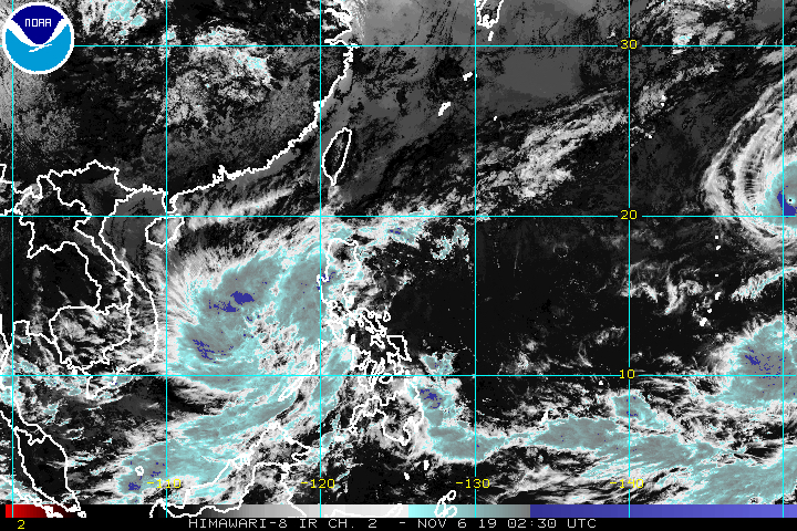 Satellite image of Tropical Storm Quiel (Nakri) as of November 6, 2019, 10:30 am. Image from NOAA 
