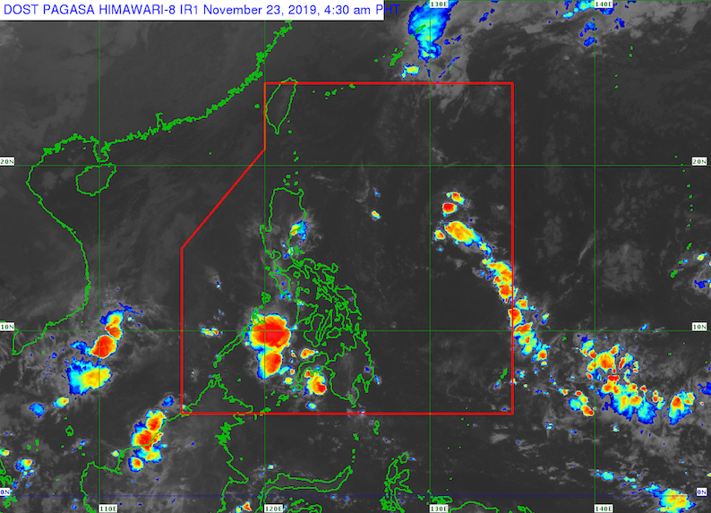 Satellite image of Tropical Depression Sarah (Fung-wong) as of November 23, 2019, 4:30 am. Image from PAGASA 