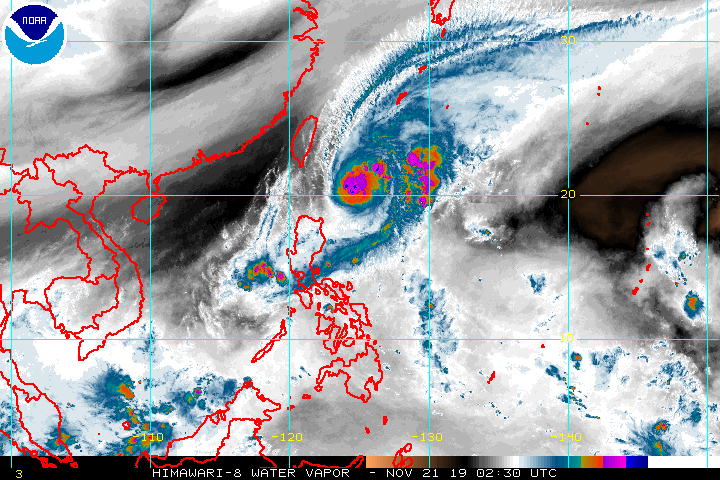 Satellite image of Severe Tropical Storm Sarah (Fung-wong) as of November 21, 2019, 10:30 am. Image from NOAA 
