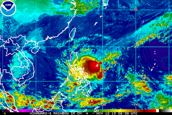 Satellite image of Tropical Depression Ramon as of November 12, 2019, 4:30 pm. Image from NOAA 