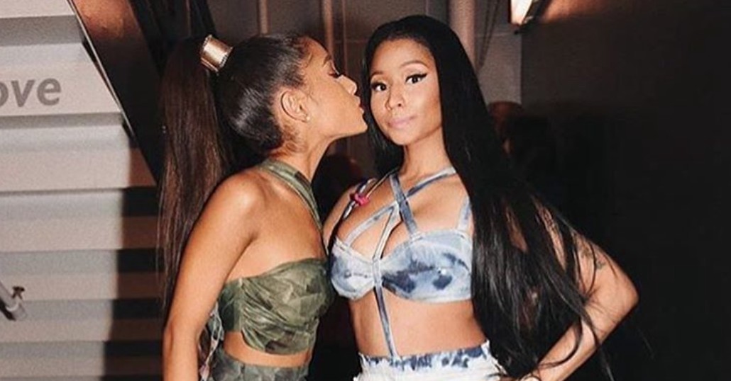 SIDE BY SIDE. Ariana Grande poses with Nicki Minaj. The two performed together at the 2016 American Music Awards. Screengrab from Instagram/@arianagrande   