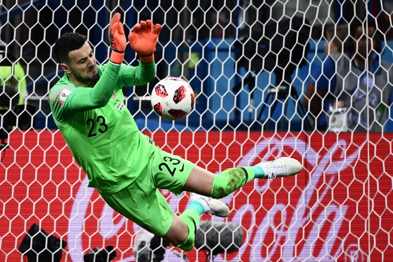 HISTORIC. Croatia's Danijel Subasic becomes the first goalkeeper in 12 years  to save 3 in a penalty shootout since Portugal's Ricardo against England. Photo by Jewel Samad/AFP   