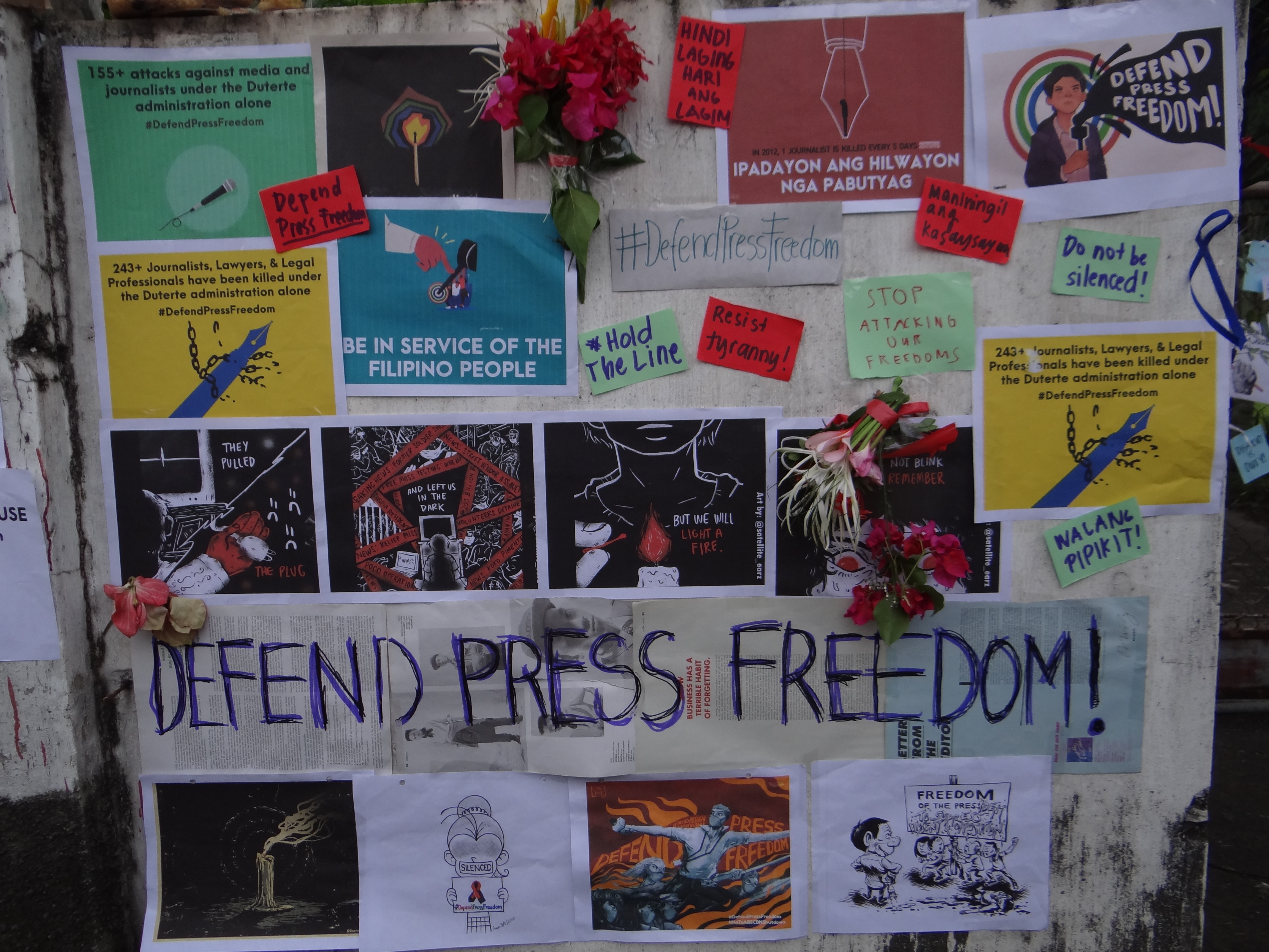 HOLD THE LINE. Campus journalists add their voices to the growing calls to defend press freedom after Congress effectively shut down network giant, ABS-CBN. Photo by Ruer Torculas 
 