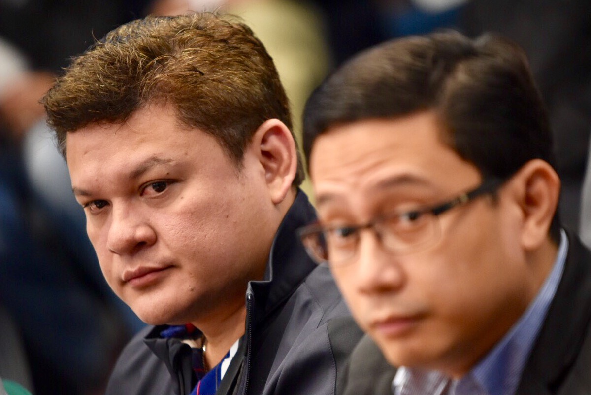 Davao City Vice Mayor Paolo Duterte and President Duterte's son-in-law Atty. Mans Carpio attend the Senate hearing on the P6.4B BOC shabu smuggling on September 7, 2017. Photo by Photo by LeAnne Jazul/Rappler 