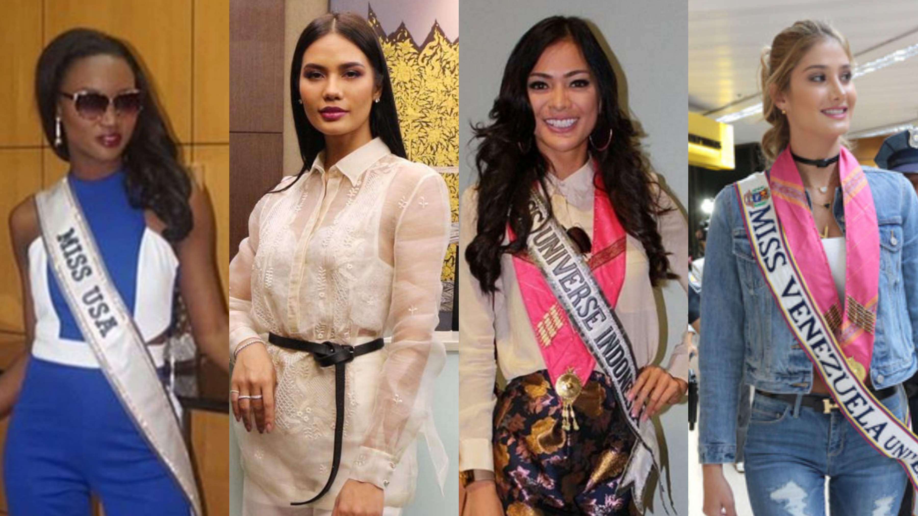 NOW IN MANILA. Miss USA, Thailand, Indonesia and Venezuela are among the candidates who arrived for the Miss Universe 2016 in Manila Photos from Instagram/@deshaunabarber/namtanlitaa/65thmissuniverse/Jedwin Llobera/Rappler  