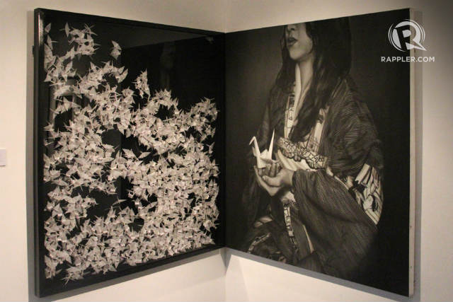 ‘Pragmatic Dream’ by Kim Oliveros, oil on canvas with paper origamis, 48 x 42 inches (diptych), for Finale Art File. Photo by Rome Jorge/Rappler