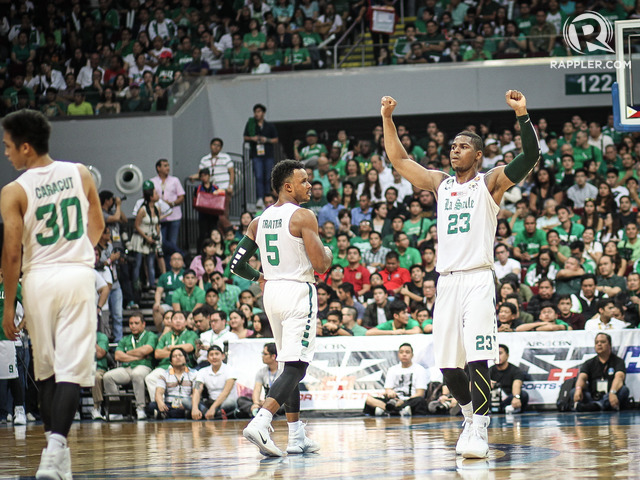 ARMS RAISED. Ben Mbala (23) leads La Salle in its win over Ateneo on October 2, 2016. Photo by Josh Albelda/Rappler