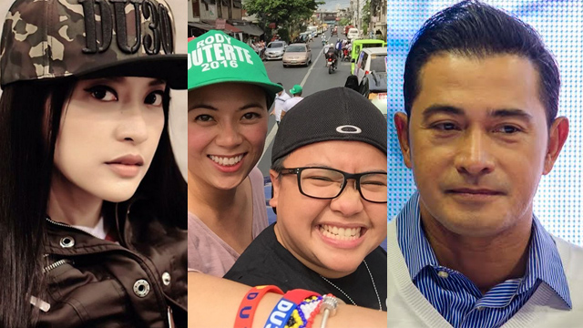 STILL DUTERTE. Mocha Uson, Liza Diño, Aiza Seguerra, and Cesar Montano defend presidential candidate Rodrigo Duterte against senator Antonio Trillanes. Screengrab from Instagram/@aizaseguerra/mochauson/Rob Reyes/Rappler 