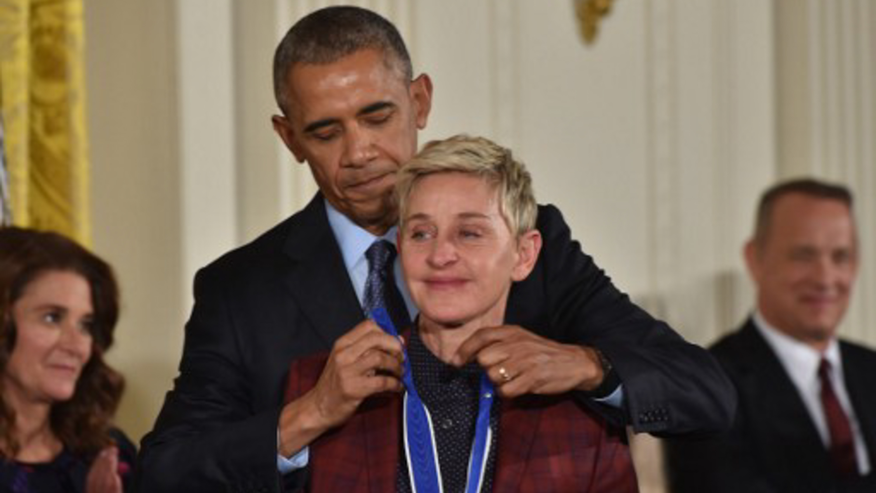 ELLEN DEGENERES. US President Barack Obama presents actress and comedian Ellen DeGeneres with the Presidential Medal of Freedom, the nation's highest civilian honor. Photo by Nicholas Kamm/AFP Photo  