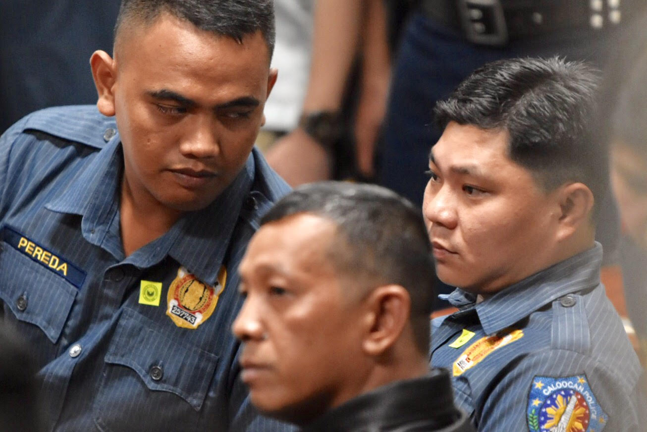 GUILTY. PO1 Jeremias Pereda, PO1 Jerwin Cruz, and PO3 Arnel Oares (L-R) are guilty of murder for the killing of Kian delos Santos.  File photo by Leanne Jazul/Rappler 