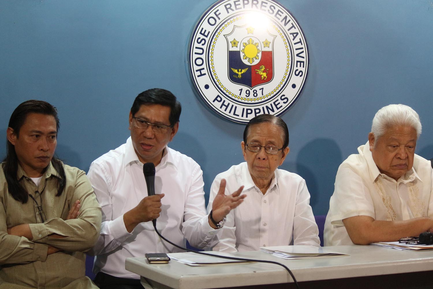 PUSH FOR OMBUDSMAN. Opposition congressmen led by (L-R) Teddy Baguilat, Edgar Erice, Raul Daza, and Edcel Lagman hold a press conference at the House of Representatives. File photo by Joel Liporada/Rappler 
