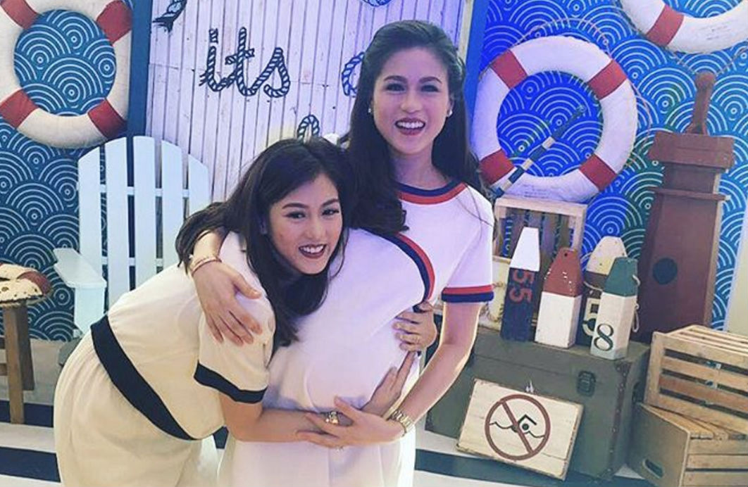 IT'S A BOY. Toni Gonzaga and sister Alex hug each other during the baby shower thrown for Toni by ABS-CBN Publishing. Sceengrab from Instagram/@cathygonzaga 