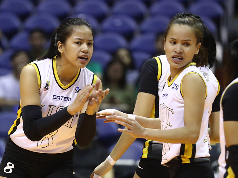 STEPPING UP. UST stars Eya Laure (left) and Sisi Rondina hope to lead the Tigresses to a bounce-back win. Contributed photo   