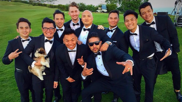 CONGRATULATIONS, GAB! 'It's Showtime' host Eric Tai, actor Jericho Rosales, and YouTube star AJ Rafael were among those present at the wedding. Screengrab from Instagram/@rjdelafuente 