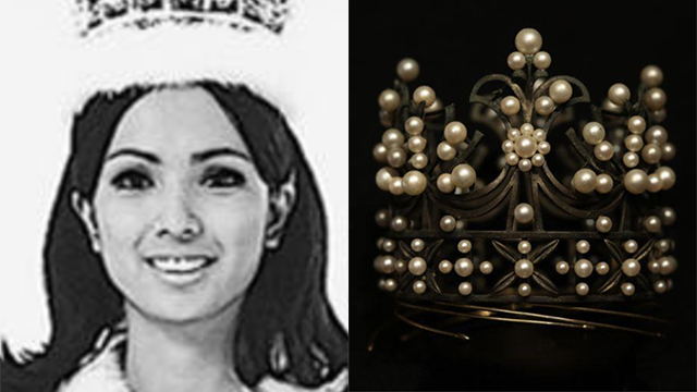 AUCTION FOR A CAUSE. The Mikimoto crown made for Aurora Pijuan after she won the Miss International 1970 is being auctioned for the benefit of the Gem-Ver fishermen. Photos from the Miss International and Leon Exchange websites 