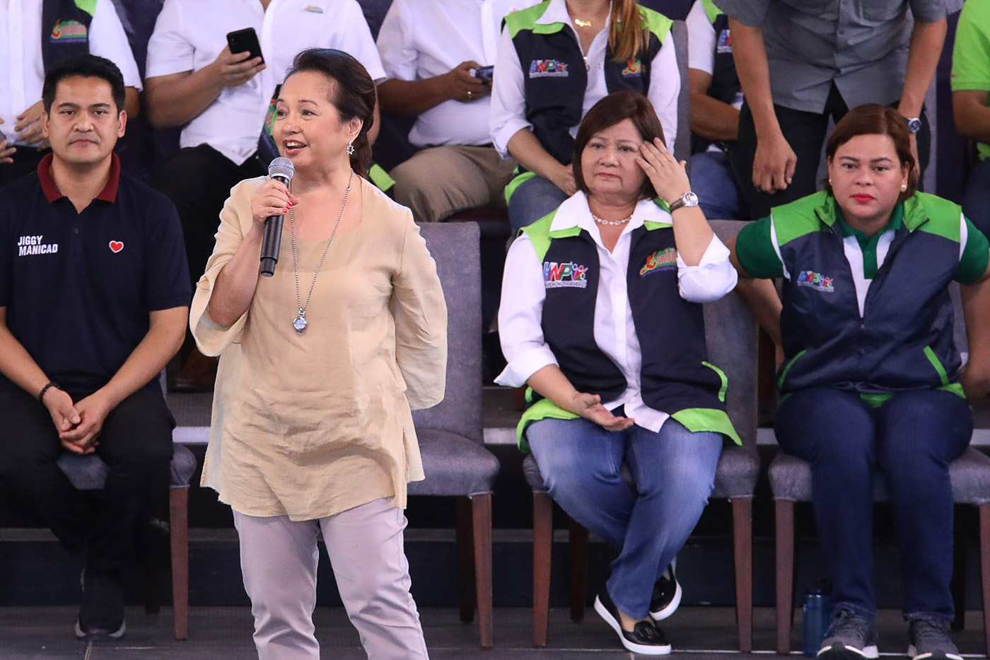 APPEAL TO PAMPANGA. House Speaker Gloria Macapagal Arroyo speaks at the campaign launch of Hugpong ng Pagbabago on February 12, 2019, urging Pampangueños to vote for its senatorial bets. Photo by Darren Langit/Rappler 