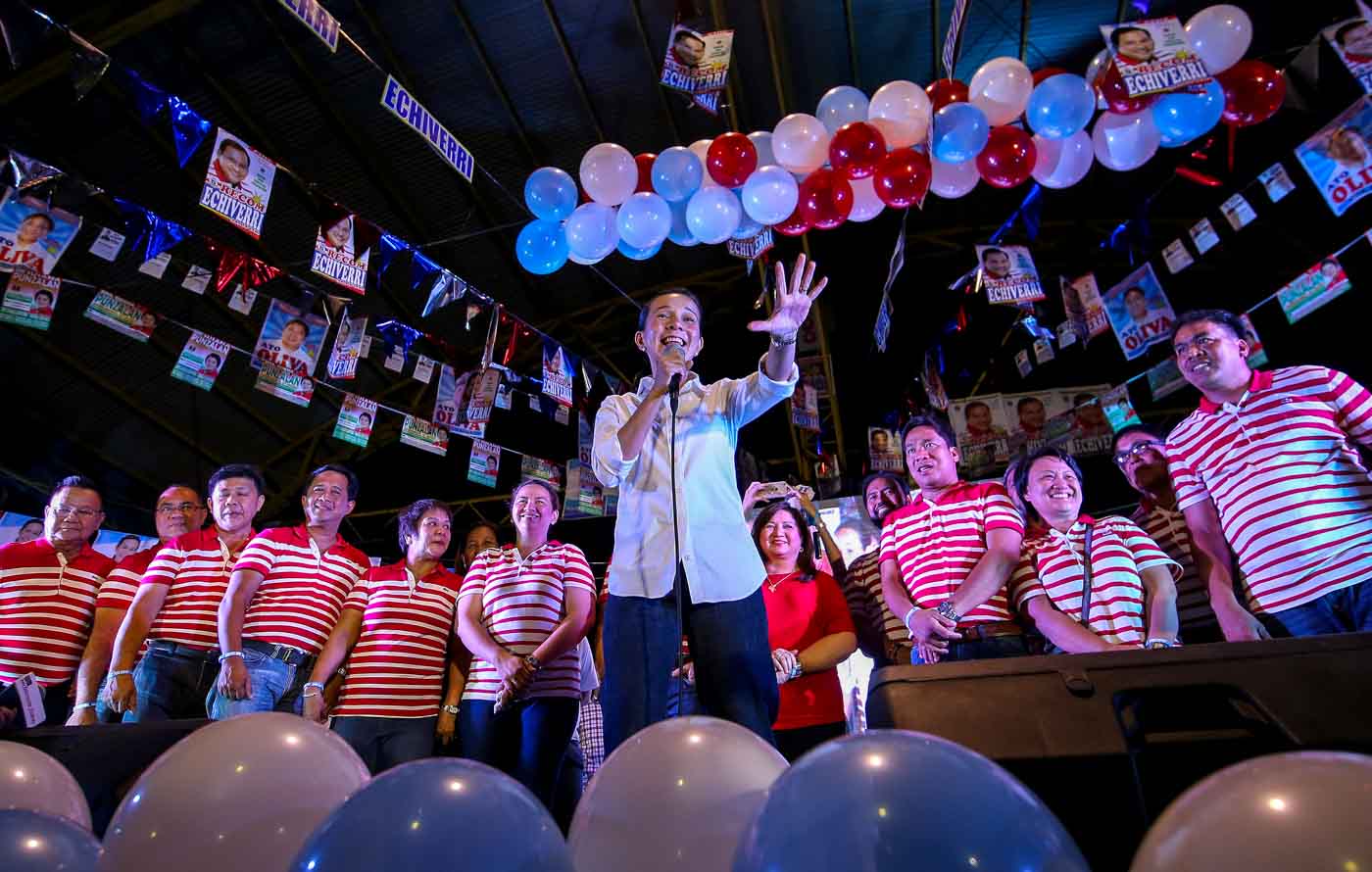 CAMPAIGN. Presidential bet Grace Poe speaking at a proclamation rally of local candidates in Caloocan City. Photo by Jay Morales 