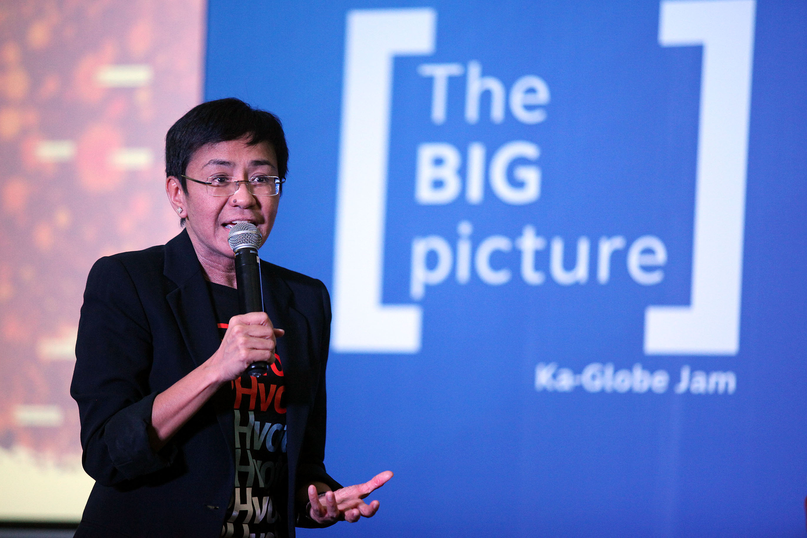 ACT NOW. 'If we can collectively harness it, we can change behavior. If we can collectively act, we can change the world,' Ressa says. Photo by Josh Albelda/Rappler 