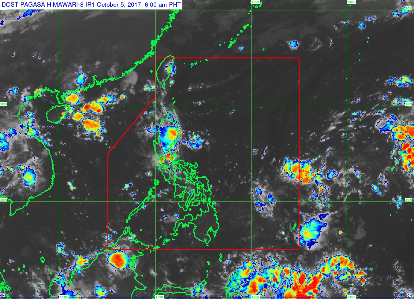 Satellite image as of October 5, 6 am. Image courtesy of PAGASA 