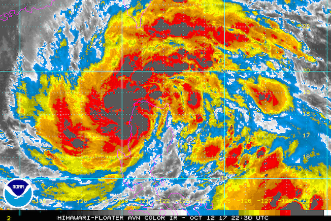 Satellite image as of October 13, 6:30 am. Image courtesy of NOAA 