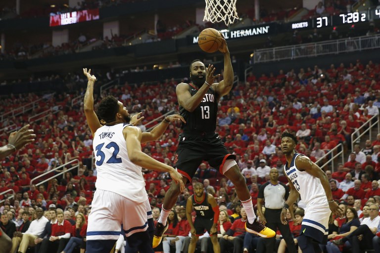 NEXT ROUND. James Harden and the Houston Rockets soar to the NBA semi-finals. Photo by Tim Warner/Getty Images/AFP 