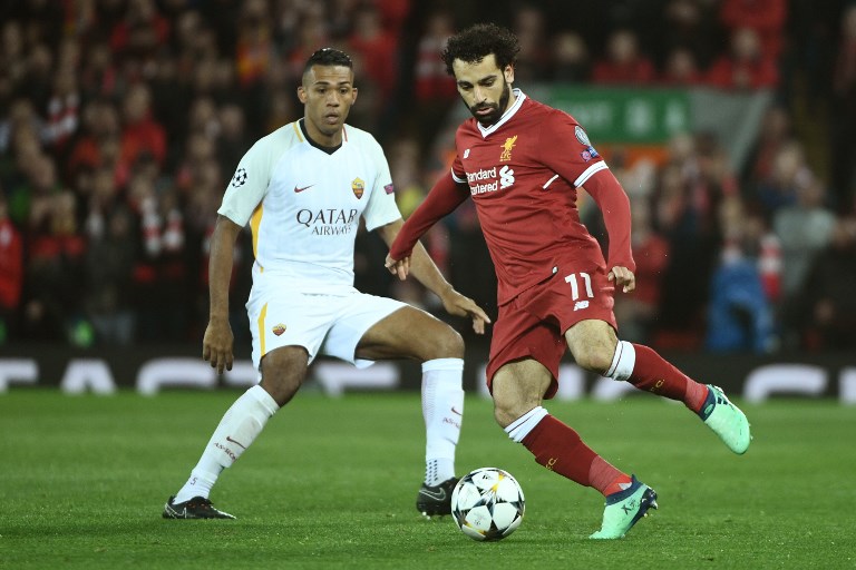SUPERSTAR. Liverpool's Egyptian midfielder Mohamed Salah controls the ball during the UEFA Champions League first leg semi-final football match between Liverpool and Roma. Photo by Filippo Monteforte/AFP   