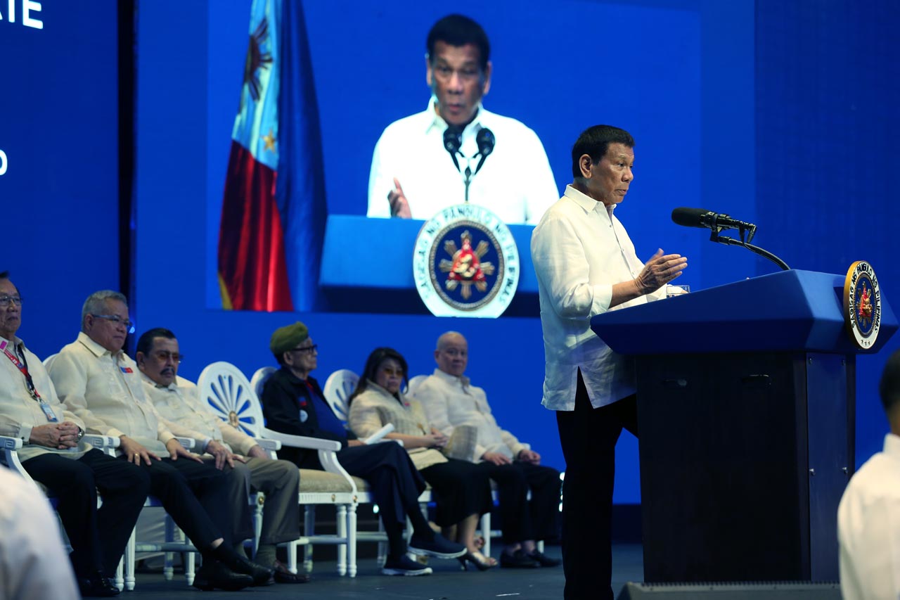 DEFENDING HIS AIDE. President Rodrigo Duterte delivers his speech during the concluding ceremonies of the 44th Philippine Business Conference and Expo at the Manila Hotel. Malacañang photo 