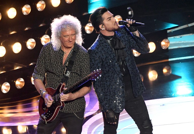 OPENING. Adam Lambert (L) and Brian May of Queen perform onstage during the 91st Annual Academy Awards at Dolby Theatre on February 24, 2019 in Hollywood, California. Photo by Kevin Winter/Getty Images/AFP  
