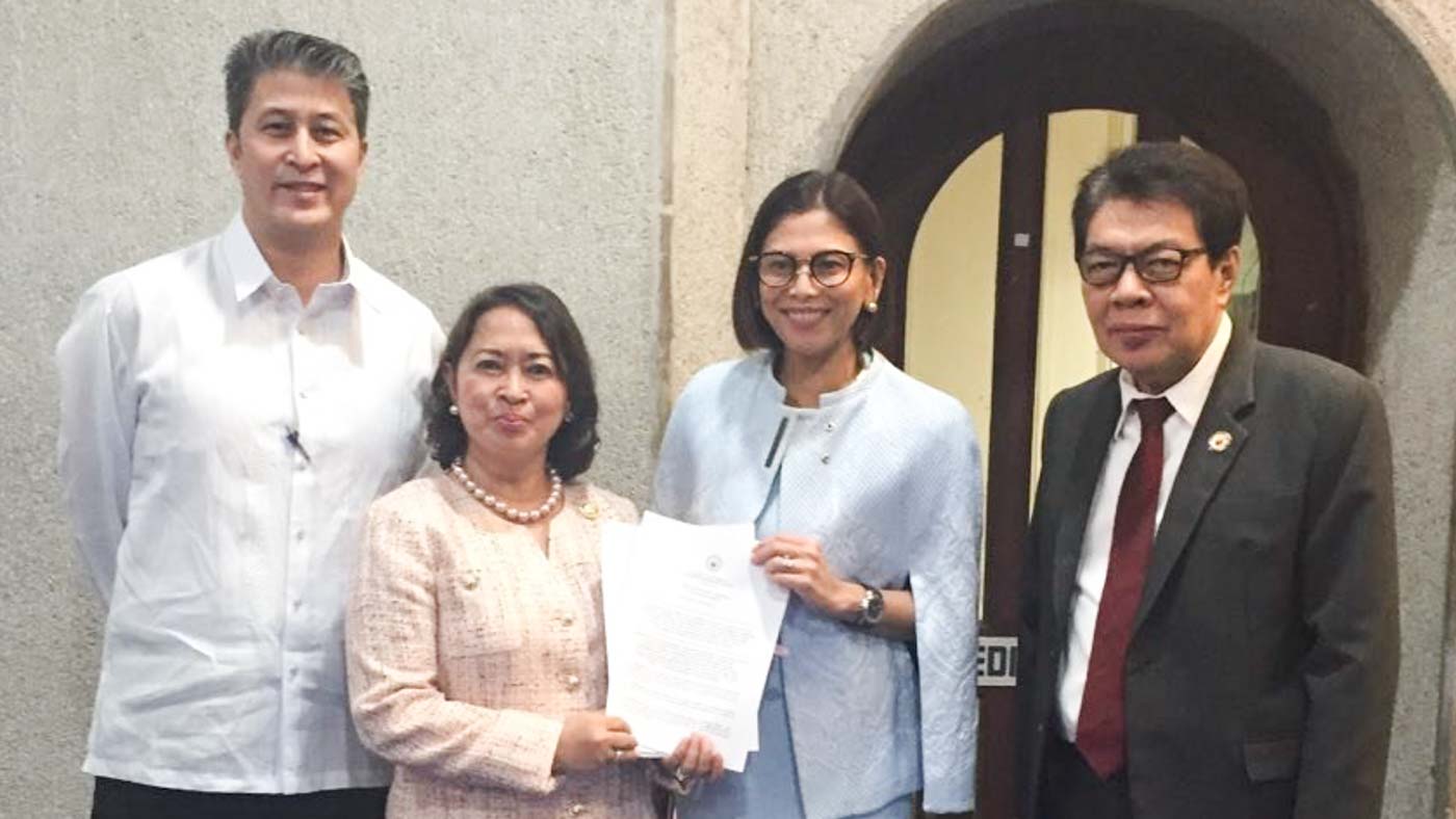 AID FOR FARMERS. Liberal Party lawmakers Jose Christopher Belmonte, Josephine Ramirez Sato, Stella Quimbo, and Gabriel Bordado file Joint Resolution No. 15 on September 11, 2019. Photo from Liberal Party Media  