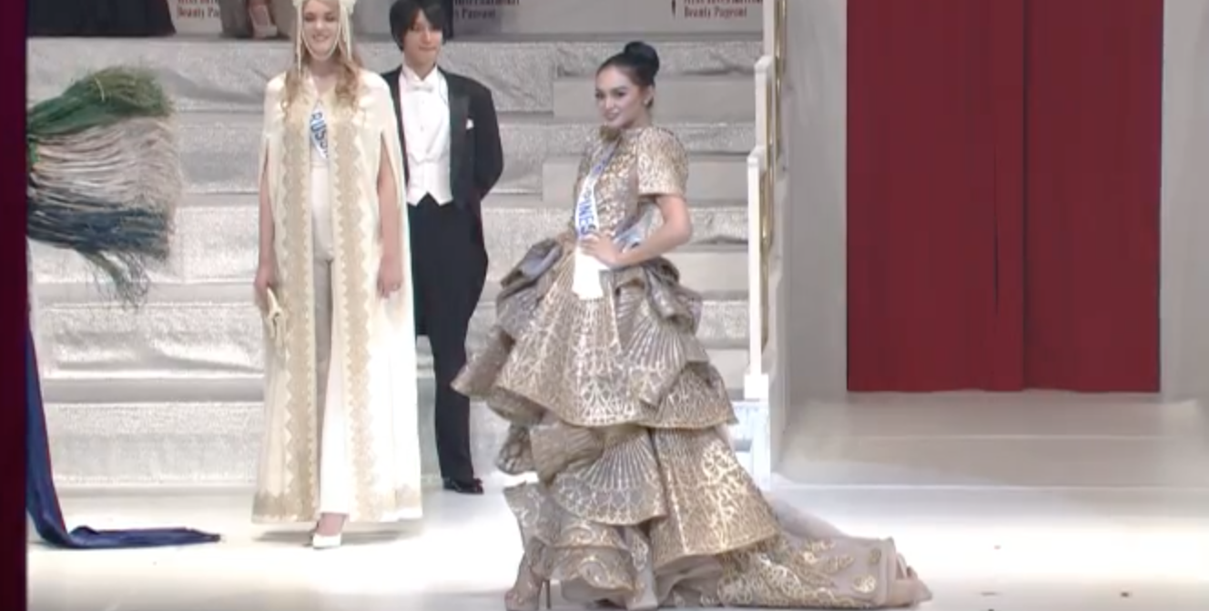 MISS INTERNATIONAL 2016. Kylie Verzosa models her national costume by Francis Libiran. Screenshot from YouTube/Miss International  