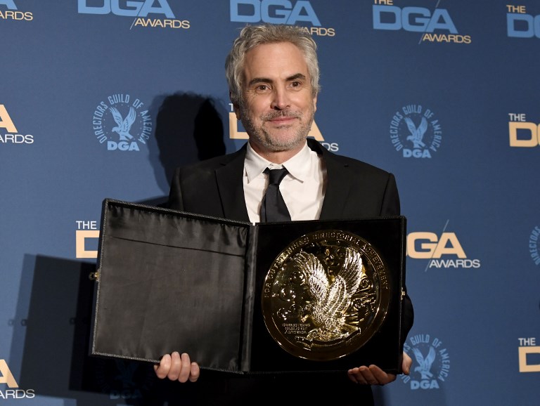 DGA WINNER. 'Roma'  director Alfonso Cuaron poses in the press room during the 71st Annual Directors Guild Of America Awards at The Ray Dolby Ballroom at Hollywood & Highland Center on February 02, 2019 in Hollywood, California. Photo by Frazer Harrison/Getty Images/AFP  