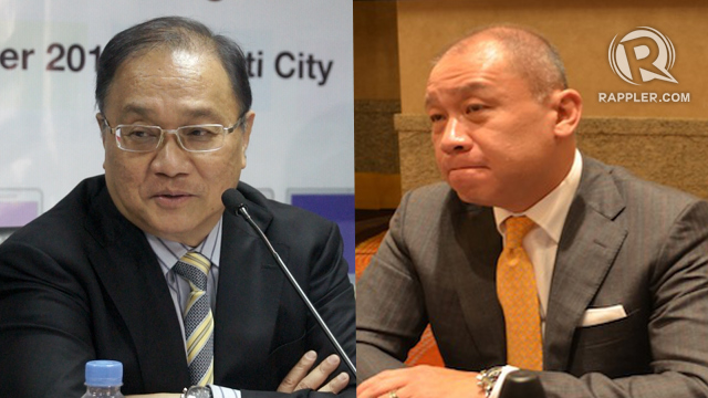 DIGITAL FIGHT. The first-half earnings results of Globe and PLDT hint how the telcos responded to the digital shift, an analyst says. In the photo are PLDT's Manuel Pangilinan (left) and Globe's Ernest Cu (right)    