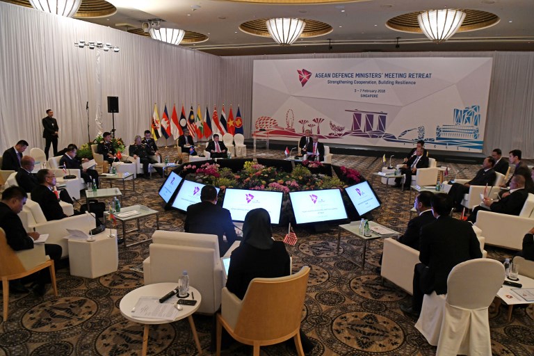 ASEAN MEET. This general view shows the Association of Southeast Asian Nations (ASEAN) defense ministers attending a meeting in Singapore on February 6, 2018. Photo by Roslan Rahman/AFP 