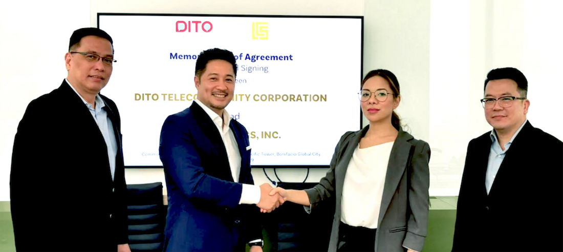 PARTNERS. Dito Telecommunity's Adel Tamano and the LCS Group's Richelle Singson Michael ink a deal to benefit the 3rd telco player. Photo from Dito  