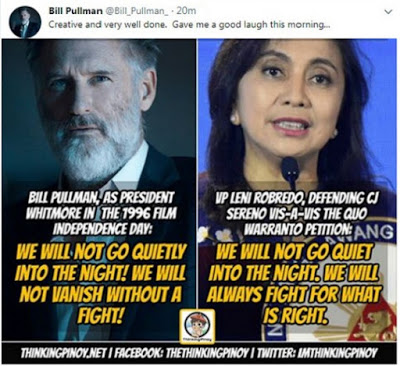 FACT CHECK: Actor Bill Pullman didn't laugh at Robredo for 'copying' movie  speech