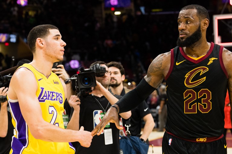 RESPECT. LeBron James can relate to the situation Lonzo Ball finds himself in as a rookie under pressure. Photo by Jason Miller/Getty Images/AFP  
