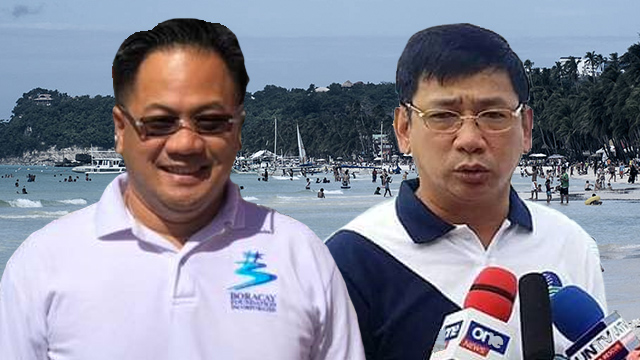 PUBLIC HUMILIATION? Singaporean businessman Peter Tay says DENR Undersecretary Benny Antiporda publicly humiliated him in a meeting on Boracay businesses. Background photo by Angie de Silva/Rappler, Antipoda's and Tay's photos from their Facebook pages   