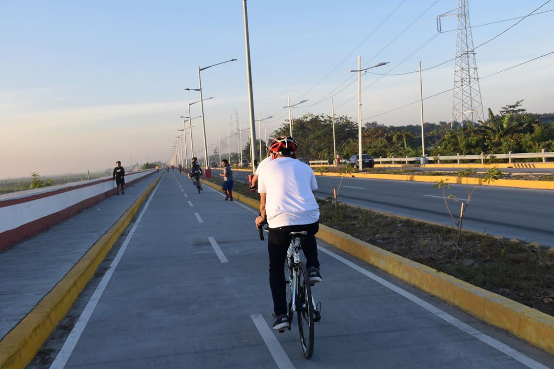 FIRST. The protected bicycle lane along Laguna Lake Highway is the first for national highways. Photo from the Department of Public Works and Highways 