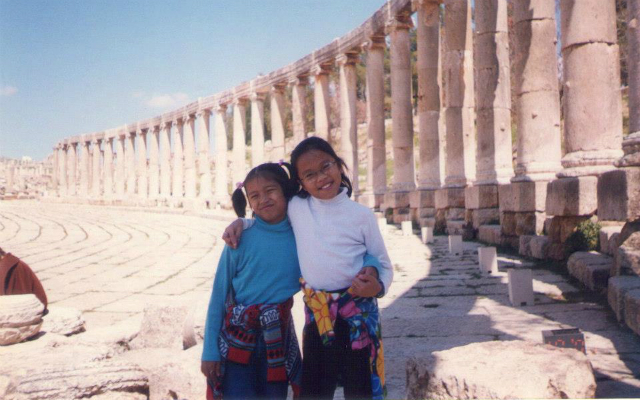 MEMORIES. The author (R) with her sister in one of their family's road trips in Syria. Photo courtesy of Migel Estoque.