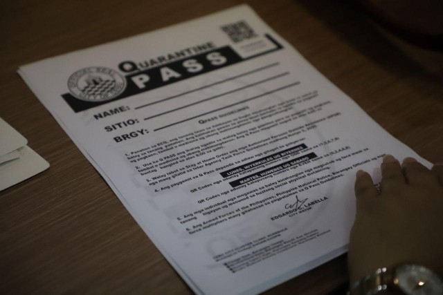QUARANTINE PASS. New quarantine pass is issued by Cebu City government. Photo courtesy of NTF COVID-19 
