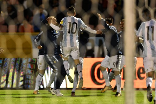 HAT-TRICK. Messi leads Argentina to another appearance in the World Cup. Photo by Juan Ruiz/AFP 