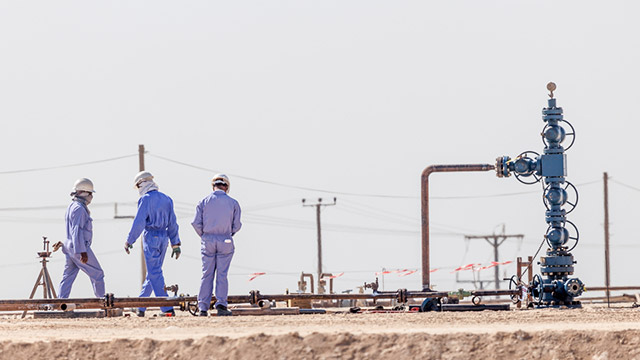 BAHRAIN WORKERS. Workers at a borehole in the desert of Bahrain, Middle East. File photo from Shutterstock 