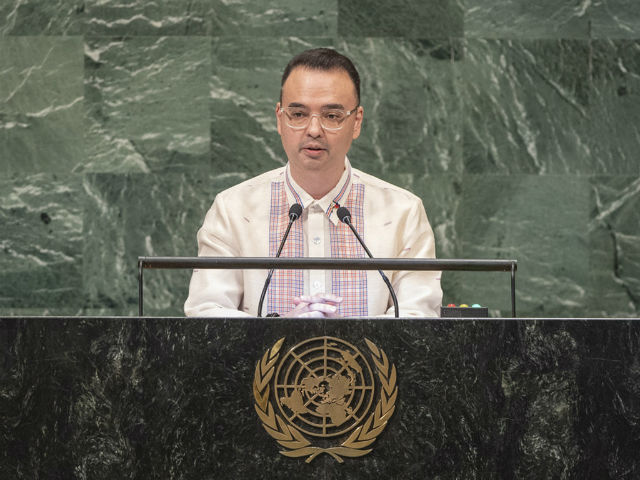 DRUG WAR. Philippine Foreign Secretary Alan Peter Cayetano speaks at the 73rd Session of the UN General Assembly on September 29, 2018. Photo courtesy of UN News  