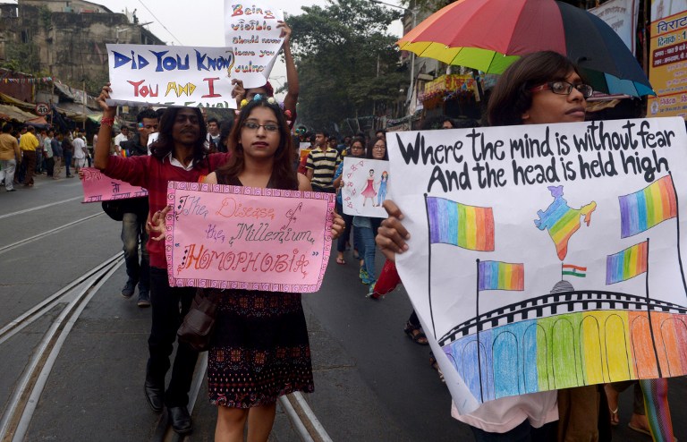 PRIDE. Indian members and supporters of the lesbian, gay, bisexual, transgender (LGBT) community attend a Rainbow Pride Walk in Kolkata. Photo by Dibyangshu Sarkar/AFP 