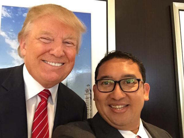 SELFIE. Fadli Zon posted a selfie with Donald Trump on social media. Photo from the Twitter account of @fadlizon