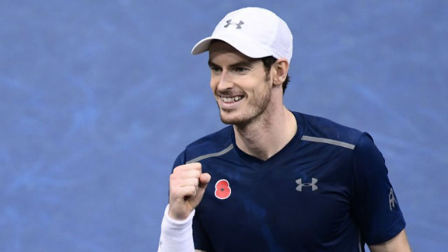GUNNING FOR #1. Andy Murray prevails in the Paris Open, but barely. MIGUEL MEDINA / AFP 