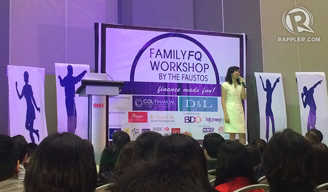 FAMILY FQ. Rose Fausto, also known as the FQ Mom, a financial literacy writer, and a book author, inspires participants at the Family FQ Workshop through anecdotes that reveal how she is successfully raising kids with high FQ. All photos by Shadz Loresco / Rappler 