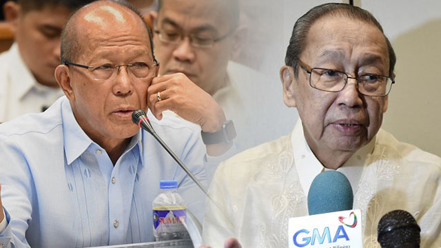 REAL AGENDA. Defense Secretary Delfin Lorenzana hits Communist Party of the Philippines founder Jose Maria Sison for backing out of the peace talks. Lorenzana photo by Rappler; Sison photo by AFP 